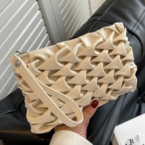 Rouched Off White Wristlet